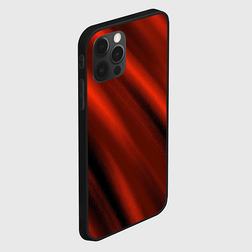Чехол iPhone 12 Pro Красно-оранжевый полосы текстурные с затемнением / 3D-Черный – фото 2