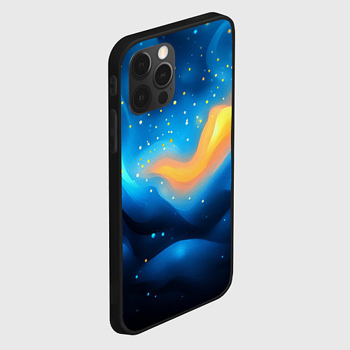 Чехол iPhone 12 Pro Синяя волнистая абстракция текстура / 3D-Черный – фото 2