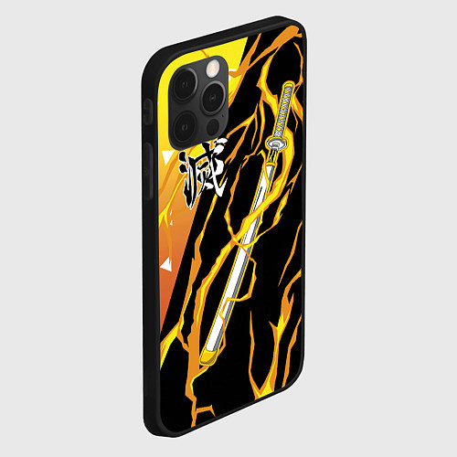 Чехол iPhone 12 Pro Zenitsu Agatsuma - Kisatsutai / 3D-Черный – фото 2