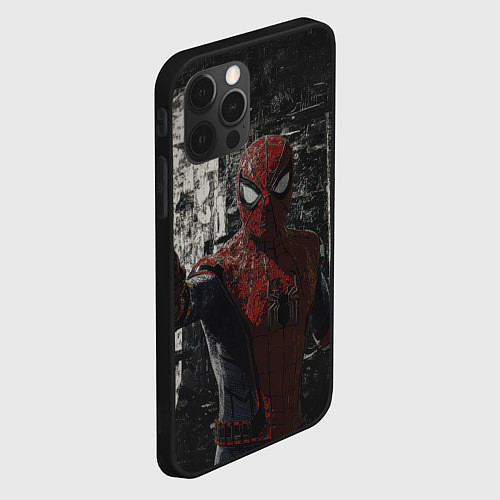 Чехол iPhone 12 Pro Spider man night / 3D-Черный – фото 2
