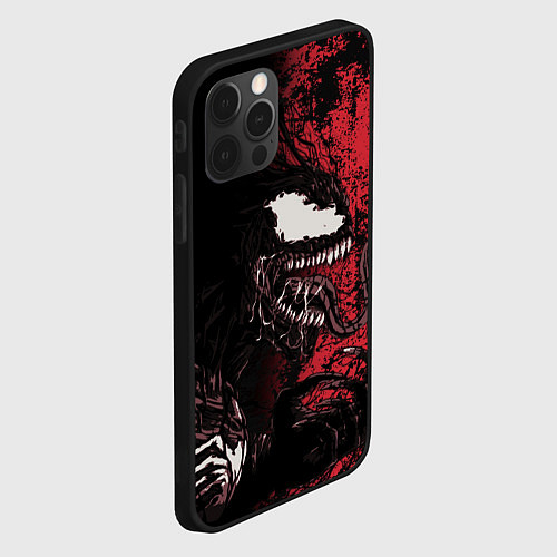 Чехол iPhone 12 Pro Веном на красном / 3D-Черный – фото 2