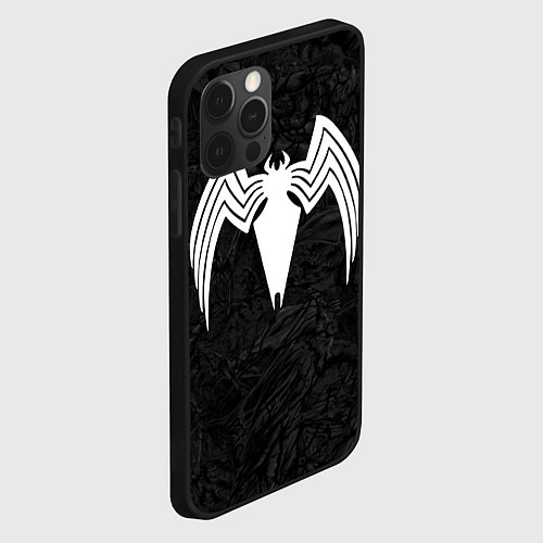 Чехол iPhone 12 Pro Знак венома с текстурой симбиота / 3D-Черный – фото 2