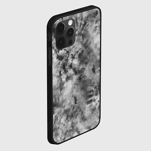 Чехол iPhone 12 Pro Серый тай дай - абстракция / 3D-Черный – фото 2