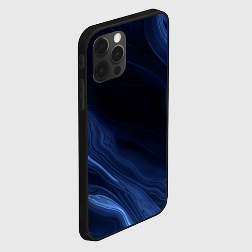 Чехол iPhone 12 Pro Тёмный синий абстракция дымчатый / 3D-Черный – фото 2