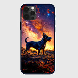 Чехол для iPhone 12 Pro Скотч-терьер в космосе, цвет: 3D-черный