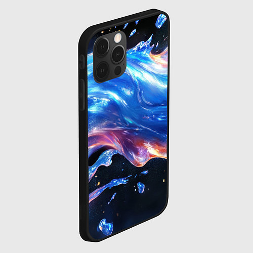 Чехол iPhone 12 Pro Синяя объемная волна / 3D-Черный – фото 2