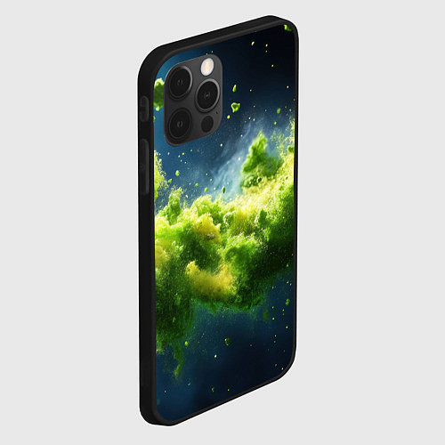 Чехол iPhone 12 Pro Текстурная зеленая слизь / 3D-Черный – фото 2