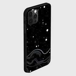 Чехол для iPhone 12 Pro Белые линии и брызги краски, цвет: 3D-черный — фото 2
