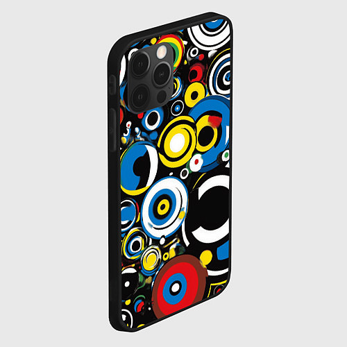 Чехол iPhone 12 Pro Абстракция геометрическая / 3D-Черный – фото 2