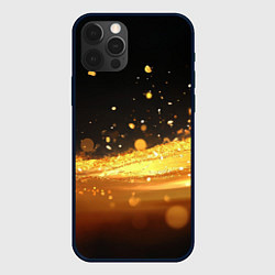 Чехол для iPhone 12 Pro Золотые блестки на черном фоне, цвет: 3D-черный