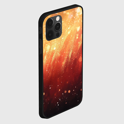Чехол iPhone 12 Pro Желто-красная текстура блестящая / 3D-Черный – фото 2