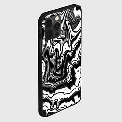 Чехол для iPhone 12 Pro Закрученные волны - чб абстракция, цвет: 3D-черный — фото 2