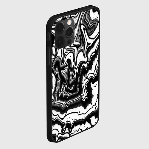 Чехол iPhone 12 Pro Закрученные волны - чб абстракция / 3D-Черный – фото 2