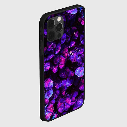 Чехол iPhone 12 Pro Флуоресцентные цветы / 3D-Черный – фото 2