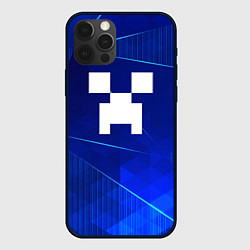 Чехол для iPhone 12 Pro Minecraft blue poly, цвет: 3D-черный