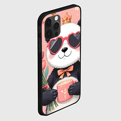 Чехол для iPhone 12 Pro Панда с поздравлениями и с цветами, цвет: 3D-черный — фото 2