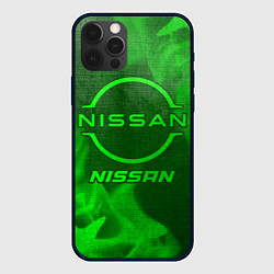 Чехол для iPhone 12 Pro Nissan - green gradient, цвет: 3D-черный