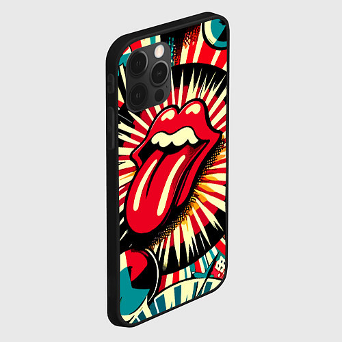 Чехол iPhone 12 Pro Logo of the Rolling Stones - pop art / 3D-Черный – фото 2