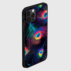 Чехол для iPhone 12 Pro Павлиньи перья - разные оттенки, цвет: 3D-черный — фото 2