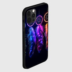 Чехол для iPhone 12 Pro Ловцы снов - свечение перьев, цвет: 3D-черный — фото 2