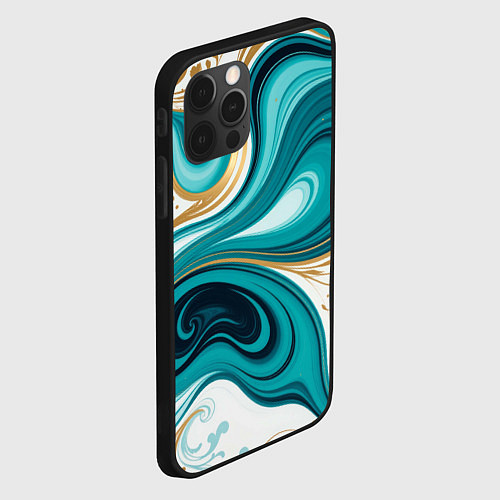 Чехол iPhone 12 Pro Бирюза и золото / 3D-Черный – фото 2