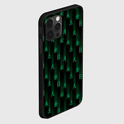 Чехол для iPhone 12 Pro Паттерн с днями недели зелеными иероглифами, цвет: 3D-черный — фото 2