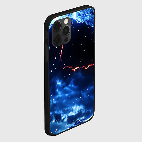 Чехол iPhone 12 Pro Звезды и молнии в разломе плит / 3D-Черный – фото 2