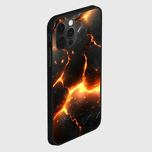 Чехол iPhone 12 Pro Лава и разлом плит / 3D-Черный – фото 2