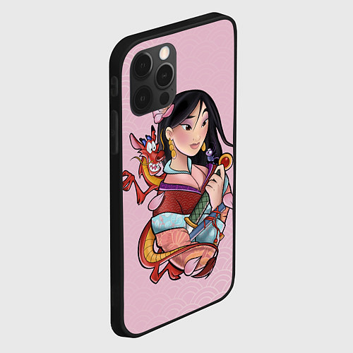 Чехол iPhone 12 Pro Красивая Мулан и Мушу - big pictures / 3D-Черный – фото 2