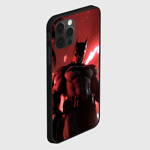 Чехол iPhone 12 Pro Бэтмен красный ночной город / 3D-Черный – фото 2