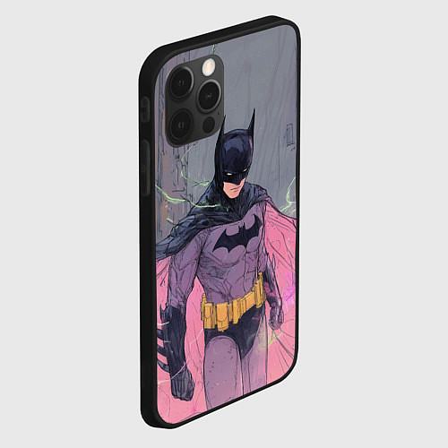 Чехол iPhone 12 Pro Бэтмен с розовым плащом / 3D-Черный – фото 2