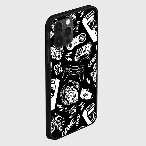 Чехол iPhone 12 Pro Retro gamer pattern / 3D-Черный – фото 2