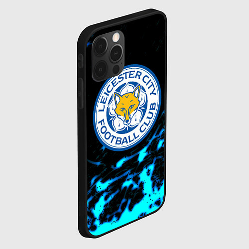 Чехол iPhone 12 Pro ФК Лестер Сити голубые краски / 3D-Черный – фото 2