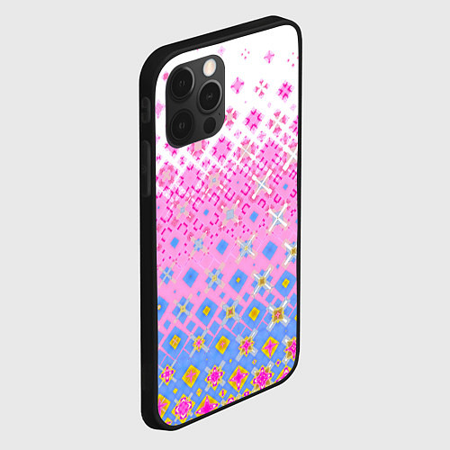 Чехол iPhone 12 Pro Розово-голубой узор / 3D-Черный – фото 2