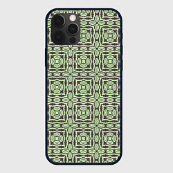 Чехол для iPhone 12 Pro Геометрическая текстура серо-зеленая, цвет: 3D-черный