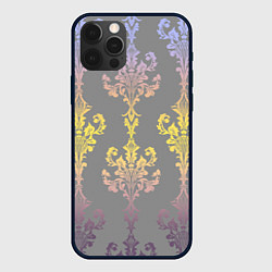 Чехол для iPhone 12 Pro Узор на обоях градиентный на сером, цвет: 3D-черный