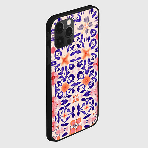 Чехол iPhone 12 Pro Цветочная метаморфоза фиолетово-розовая / 3D-Черный – фото 2