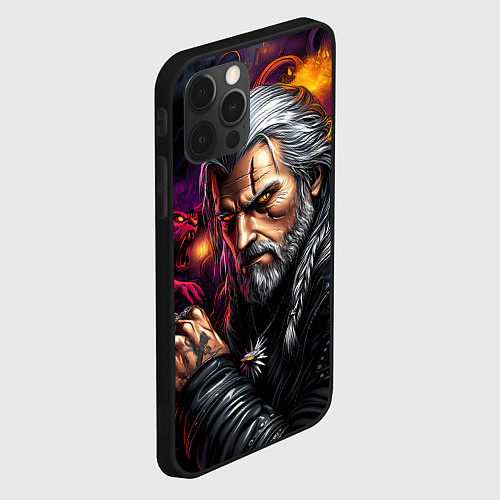 Чехол iPhone 12 Pro Строгий Ведьмак / 3D-Черный – фото 2