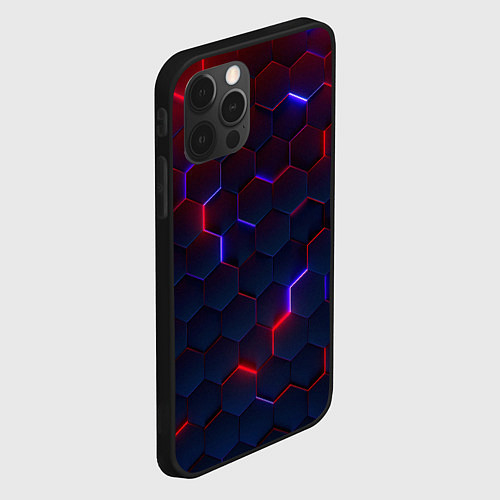Чехол iPhone 12 Pro Неоновая чешуя / 3D-Черный – фото 2