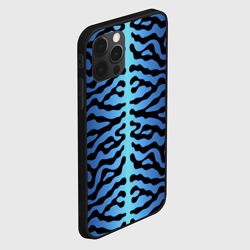 Чехол iPhone 12 Pro Скумбрия синяя текстура / 3D-Черный – фото 2