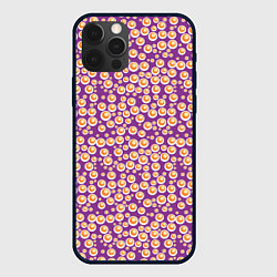 Чехол для iPhone 12 Pro Оранжевые пузыри на фиолетовом, цвет: 3D-черный