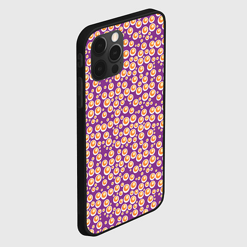 Чехол iPhone 12 Pro Оранжевые пузыри на фиолетовом / 3D-Черный – фото 2