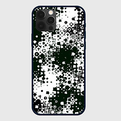 Чехол для iPhone 12 Pro Черно-зеленые узорчатые разводы, цвет: 3D-черный