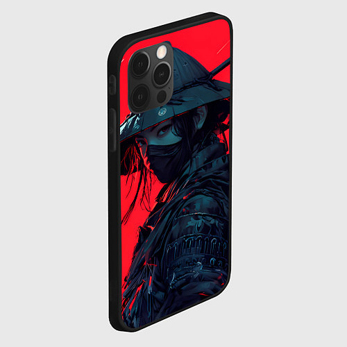 Чехол iPhone 12 Pro Девушка самурай / 3D-Черный – фото 2