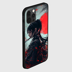 Чехол для iPhone 12 Pro Девушка самурай и красное солнце, цвет: 3D-черный — фото 2