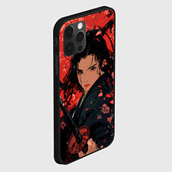 Чехол для iPhone 12 Pro Девушка самурай и сакура, цвет: 3D-черный — фото 2