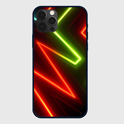 Чехол для iPhone 12 Pro Неоновые разноцветные кислотные линии, цвет: 3D-черный