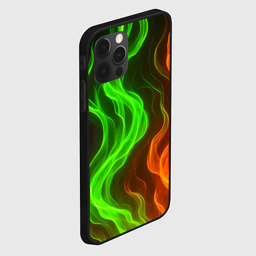 Чехол iPhone 12 Pro Разноцветное пламя огня / 3D-Черный – фото 2