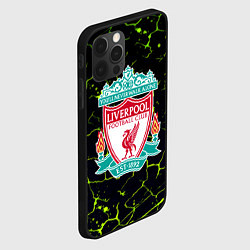 Чехол для iPhone 12 Pro Ливерпуль зеленые трещины, цвет: 3D-черный — фото 2