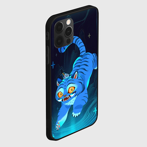 Чехол iPhone 12 Pro Blue tiger and a six eyed magpie / 3D-Черный – фото 2